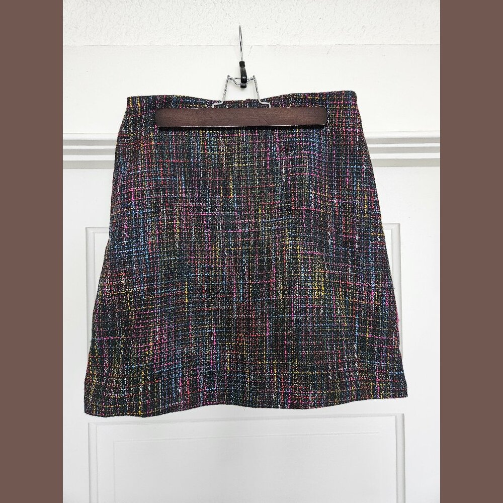 Oasis Black Rainbow Tweed Mini Skirt